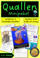 Vorschau - Arbeitsblätter - Quallen | Sachtext, Arbeitsblatt, Logikrätsel mit Lösung - Klasse 4/5 - Deckblatt