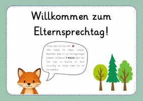 Vorschau - Bildkarten - Fuchsklasse Willkommensschild Elternsprechtag - Seite 1