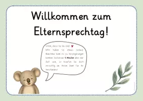 Vorschau - Bildkarten - Koalaklasse Willkommensschild Elternsprechtag - Seite 1