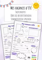 Vorschau - Arbeitsblätter - Mes vacances d‘été - Sketchnotes - Deckblatt