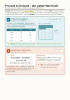 Vorschau - Arbeitsblätter - Prozentrechnung & Dreisatz: Prozentwert, Prozentsatz, Grundwert & Dreisatz – Merkblatt + Übungen mit Lösungen - Seite 1