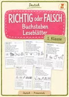 Vorschau - Arbeitsblätter - Richtig oder Falsch Buchstaben – 1. Klasse - Deckblatt
