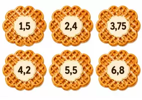 Vorschau - Spiele - 🧇 Mathematik Waffeln – Addition und Subtraktion von Dezimalzahlen | Ausschneidematerial Klasse 4 - Seite 1