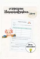 Vorschau - Arbeitsblätter - Axolotlklasse vergessene Hausaufgaben - Deckblatt