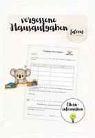 Vorschau - Arbeitsblätter - Koalaklasse vergessene Hausaufgaben - Deckblatt