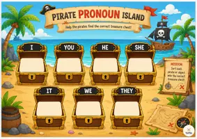 Vista previa - Juegos / Gamificación - Recurso montessori GRATIS para aprender los PRONOMBRES en INGLÉS | Pirate Pronoun Treasure Hunt - página 3