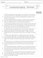 Vorschau - Arbeitsblätter - Lesespaziergang SOMMER - 2 Differenzierungen - Klasse 3 & 4 - Seite 1