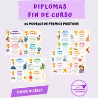 Vista previa - Tarjetas / Manipulativos - Diplomas de Fin de Curso para Primaria | 8 Premios Positivos para Todo el Alumnado - Portada