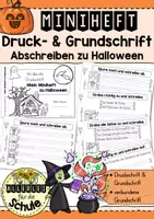Vorschau - Arbeitsblätter - Druckschrift & Grundschrift üben an Halloween: Miniheft / Abschreibheft (auch für verbundene Grundschrift) - Deckblatt