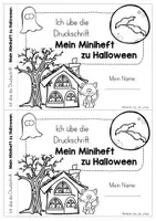 Vorschau - Arbeitsblätter - Druckschrift & Grundschrift üben an Halloween: Miniheft / Abschreibheft (auch für verbundene Grundschrift) - Seite 1