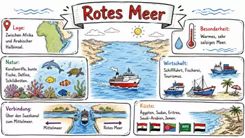 Vorschau - Arbeitsblätter - AB mit Fragen zum Thema "Rotes Meer" + Lösungsblatt + Infografik - Seite 1