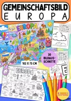 Vorschau - Mal- und Bastelvorlagen - 🌍 Gemeinschaftsposter „Europa“ – Das kreative Kooperationsprojekt für deine Klasse / Erdkunde / Klasse 4 5 6 - Deckblatt