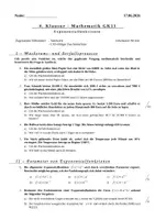 Vorschau - Klassenarbeiten - Klausur - Exponentialfunktionen - Deckblatt