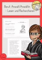 Vorschau - Arbeitsblätter - Lesen Recherchieren Berufe Anwalt - Deckblatt