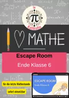 Vorschau - Arbeitsblätter - Escape Room Mathematik – Ende Klasse 6 | Letzte Stunde vor den Ferien | Knobeln, Wiederholen, Rätseln | Mit Lösungen - Deckblatt