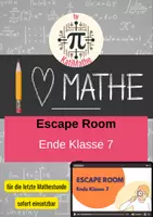 Vorschau - Arbeitsblätter - Escape Room Mathematik – Ende Klasse 7 | Letzte Stunde vor den Ferien | Knobeln, Wiederholen, Rätseln | Mit Lösungen - Deckblatt