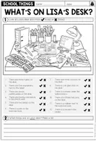 Vorschau - Arbeitsblätter - SCHOOL THINGS - What's on Lisa's desk? (Reading Comprehension) - Seite 1