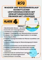 Vorschau - Stationenlernen - Wasser und Wasserkreislauf Schriftlicher Leistungsnachweis mit Erwartungshorizont Übungen mit Lösungen Klasse 4 - Deckblatt