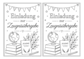 Vorschau - Mal- und Bastelvorlagen - Einladung Zeugnisübergabe Abschluss Grundschule Klasse 4 - Seite 3