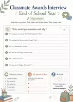 Vorschau - Arbeitsblätter - Classmate Awards Interview | End of School Year Englisch | Speaking, Writing & Reflection zum Schuljahresende - Seite 1
