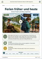Vorschau - Arbeitsblätter - Ferien früher und heute Schule Freizeit und Alltag vergleichen - Deckblatt