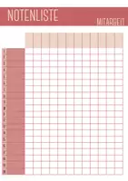 Vorschau - Anderer Materialtyp - Notenliste, Mitarabeitsaufzeichung, Hausübungsaufzeichnung - Seite 2