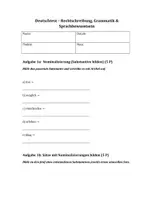 Vorschau - Arbeitsblätter - Test Rechtschreibung, Grammatik, Zeichensetzung - Deckblatt