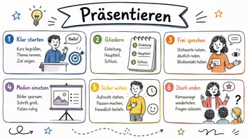 Vorschau - Arbeitsblätter - AB mit Fragen zum Thema "Präsentieren" + Lösungsblatt + Mindmap + Infografik - Seite 1