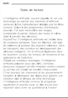 Aperçu - Feuilles d'exercices - L’intelligence artificielleCompréhension de Lecture - Page 1