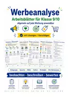 Vorschau - Stundenentwürfe - Werbeanalyse einfach erklärt – Arbeitsblätter mit Lösungen für Klasse 9/10 | Werbung untersuchen & bewerten - Deckblatt