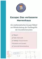 Vorschau - Arbeitsblätter - Escape - Das verlassene Herrenhaus - Grundbegriffe Mathe - Deckblatt
