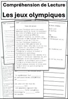 Aperçu - Feuilles d'exercices - les jeux olympiquesCompréhension de Lecture - Page de couverture