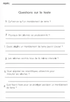 Aperçu - Feuilles d'exercices - Le tremblement de terreCompréhension de Lecture - Page 2