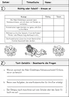 Vorschau - Arbeitsblätter - Tintenfisch | Krake | Sachtext, Arbeitsblatt mit Lösung - Klasse 3-5 - Seite 2