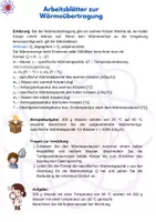 Vorschau - Arbeitsblätter - Wärmeübertragung – Arbeitsblätter mit virtuellem Experiment - Deckblatt