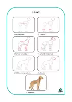 Vorschau - Arbeitsblätter - Hund zeichnen: 7 Schritte 🐶 AB & Tafel - Seite 1