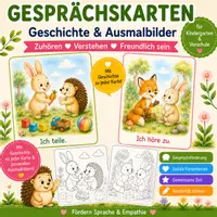 Vorschau - Arbeitsblätter - Gesprächskarten, Geschichte und Ausmalbilder für Kindergarten und Vorschule | Sozialkompetenz fördern | Friedenserziehung - Materialpaket - Deckblatt