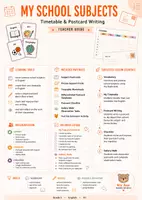 Vorschau - Arbeitsblätter - My School Subjects – Timetable & Postcard Writing (Klasse 5) - Seite 1