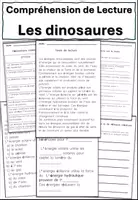 Aperçu - Feuilles d'exercices - Les dinosauresCompréhension de Lecture - Page de couverture