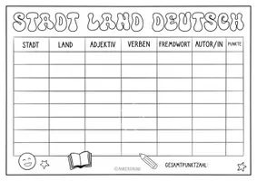 Vorschau - Arbeitsblätter - Stad, Land, Deutschunterricht: Spiel für das Schuljahresende & Vertretungsstunden - Seite 1