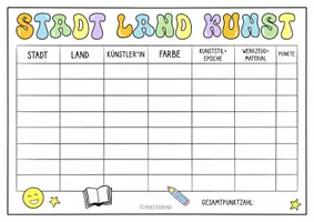 Vorschau - Spiele - Stadt, Land, Kunst: Spiel für den Kunstunterricht: Schuljahresende & Vertretungstunden - Seite 2