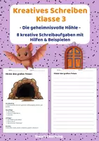 Vorschau - Stundenentwürfe - Kreatives Schreiben Klasse 3 – Die geheimnisvolle Höhle | Schreibaufgaben mit Hilfen & Beispielen - Deckblatt