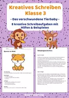 Vorschau - Stundenentwürfe - Kreatives Schreiben Klasse 3 – Das verschwundene Tierbaby | Schreibaufgaben mit Hilfen & Beispielen - Deckblatt