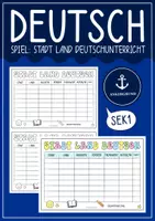 Vorschau - Arbeitsblätter - Stad, Land, Deutschunterricht: Spiel für das Schuljahresende & Vertretungsstunden - Deckblatt