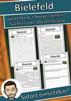 Vorschau - Unterrichtsreihen - Bielefeld Lückentext mit Wortspeicher Hörverstehen und Suchsel - Deckblatt