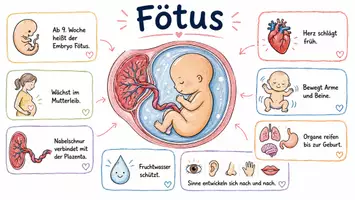 Vorschau - Arbeitsblätter - AB mit Fragen zum Thema "Fötus" + Lösungsblatt + Infografik - Seite 1