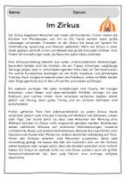 Vorschau - Arbeitsblätter - Sachtext: Im Zirkus | Leseverständnis (4.-7. Klasse) - Seite 1