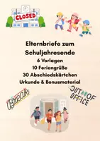 Vorschau - Anderer Materialtyp - Elternbriefe zum Schuljahresende | 6 Vorlagen + Feriengrüße + Urkunde - Deckblatt