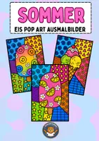 Vorschau - Mal- und Bastelvorlagen - Sommer: Eis Pop Art Ausmalbilder (Kunst/Vertretung) - Deckblatt