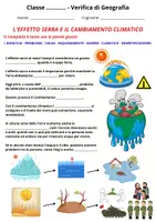 anteprima - Compiti in classe/Test - Verifica Geografia- Cambiamento climatico ed effetto serra - Pagina di copertina